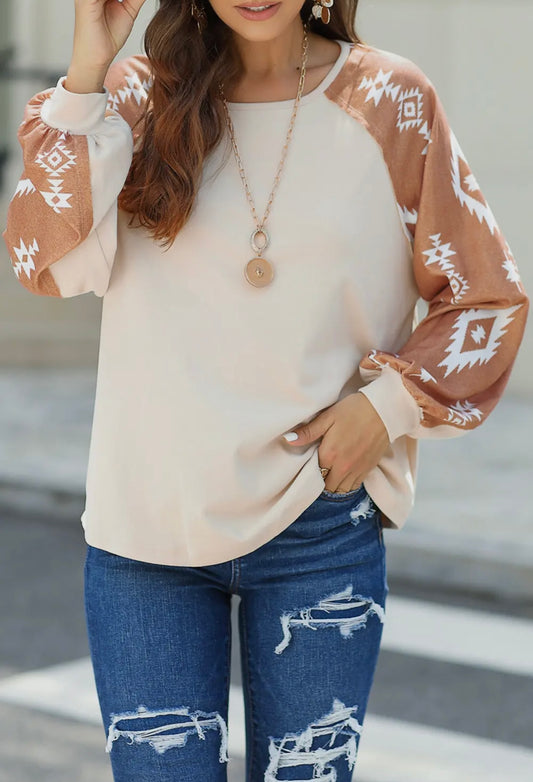 WESTERN PRINT LONG SLEEVE TOP