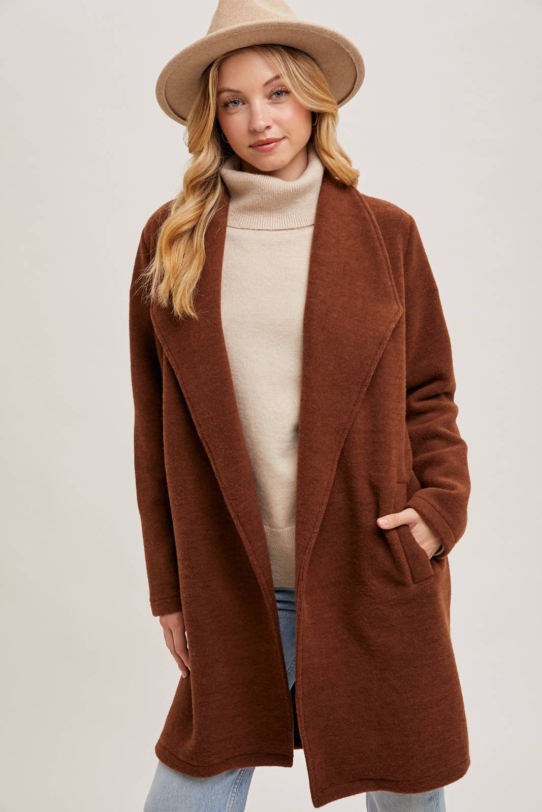 OPEN FRONT KNIT COAT JACKET