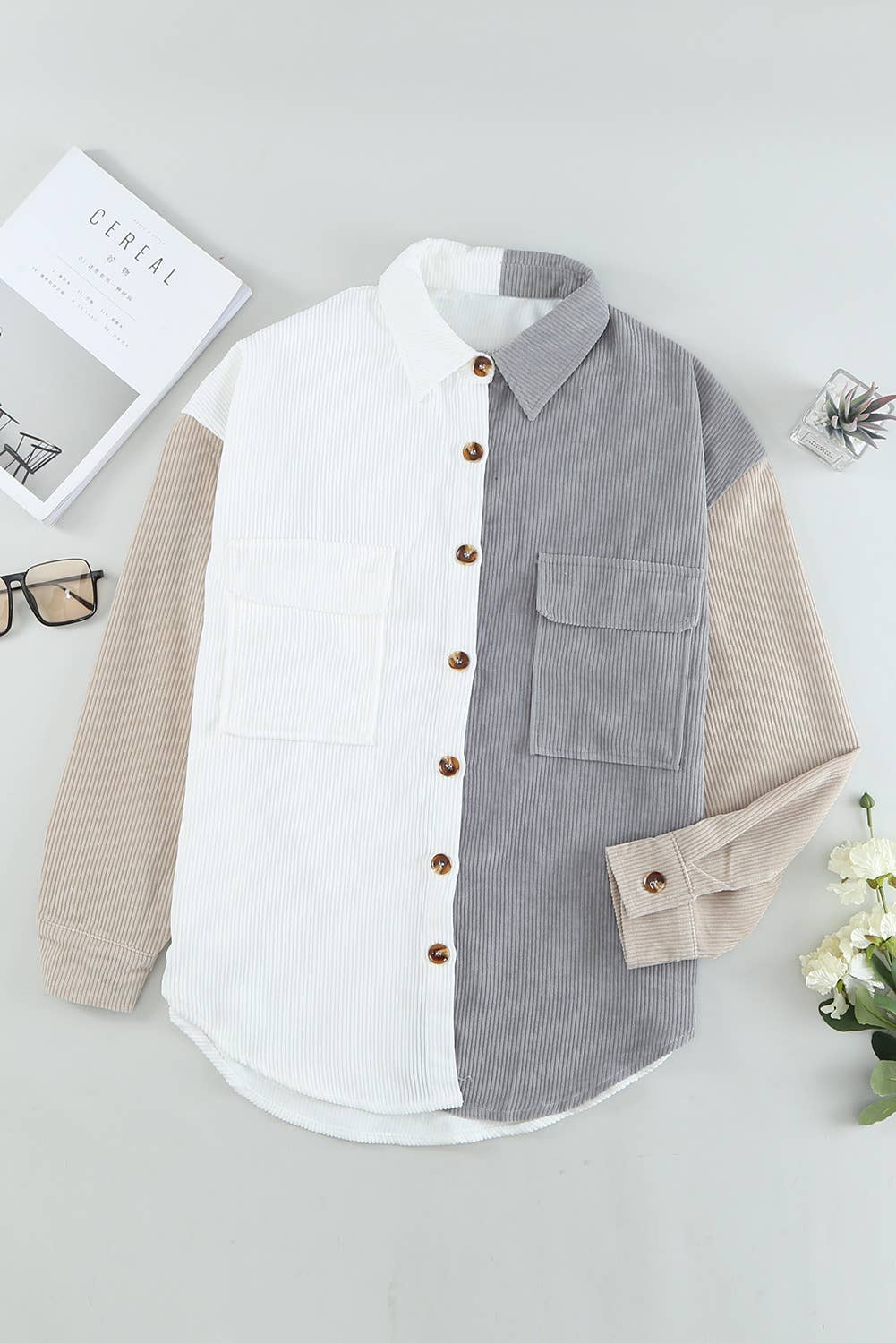 Corduroy Button Down Shirts Long Sleeve with Pocket