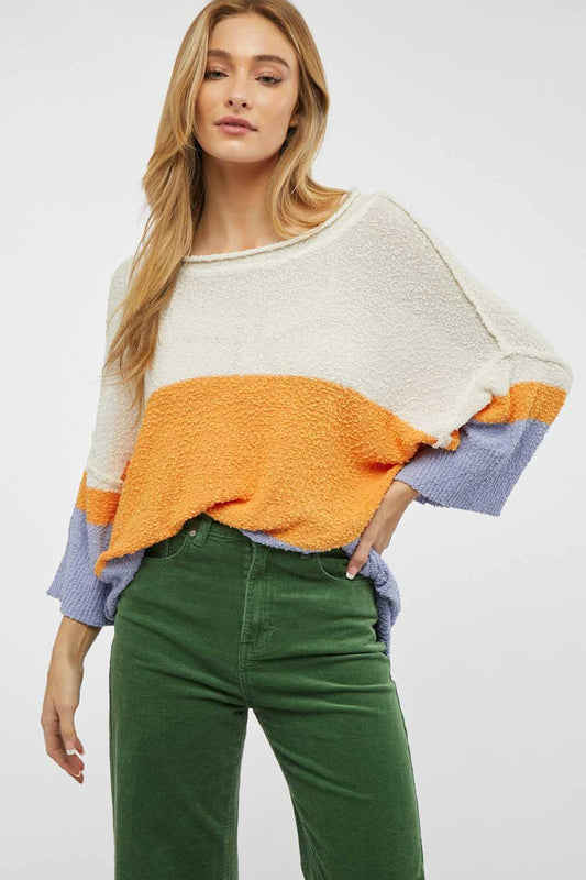 COLOR BLOCK KNIT SWEATER