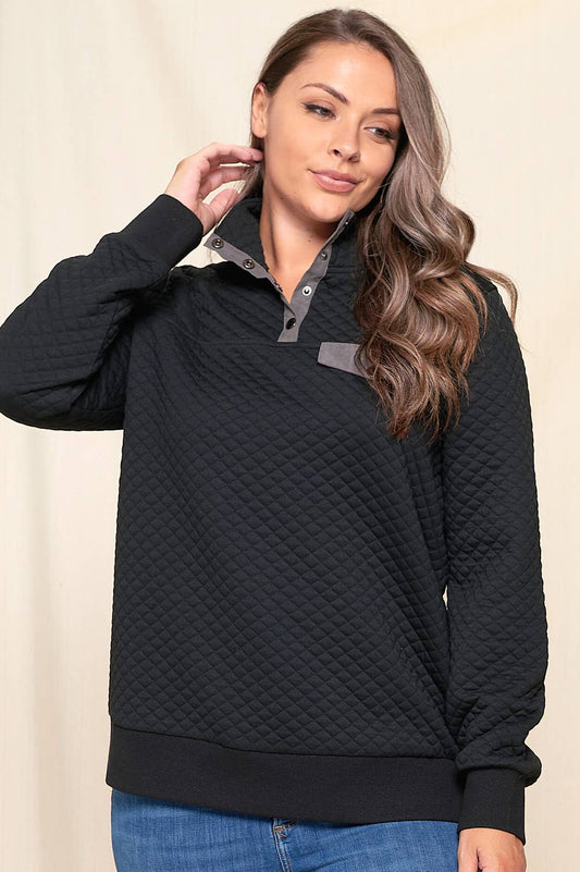 DIAMOND COTTON PULL OVER WITH METAL SNAP