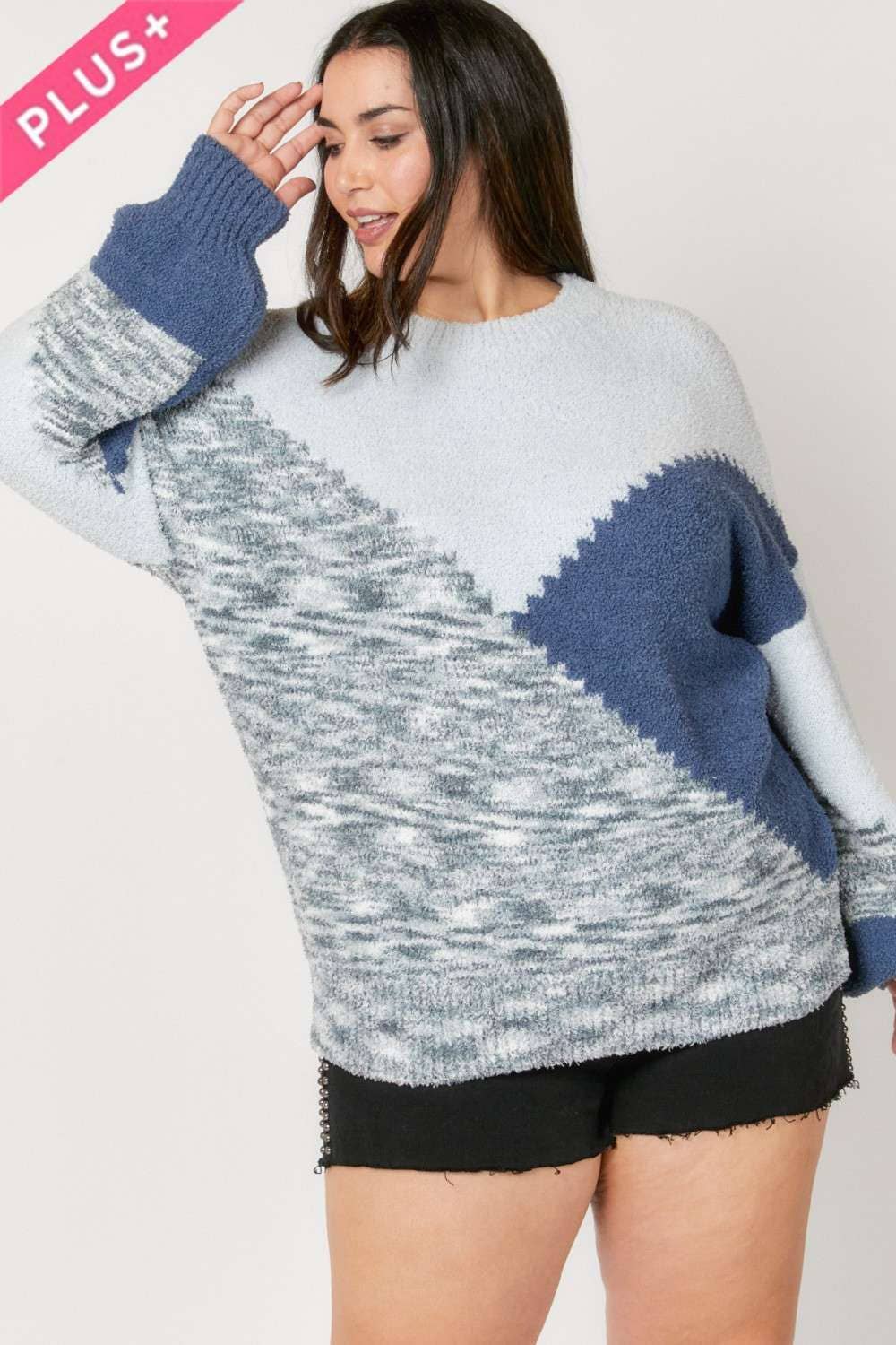 PLUS SIZE ROUND NECK SWEATER