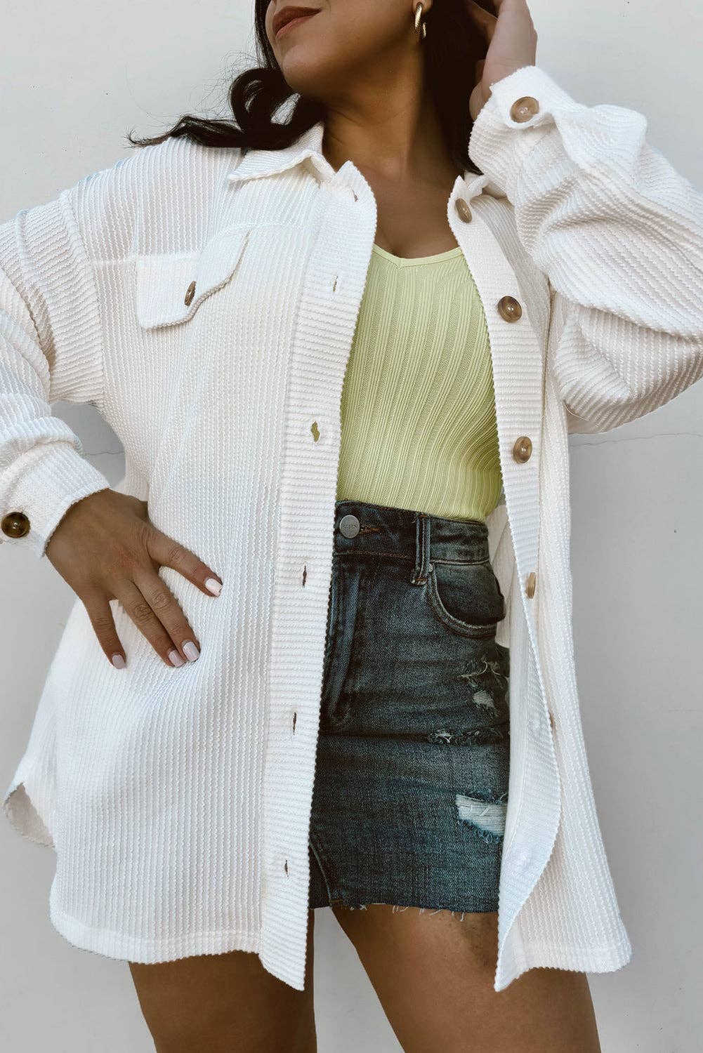 Plus Size Buttoned Shacket