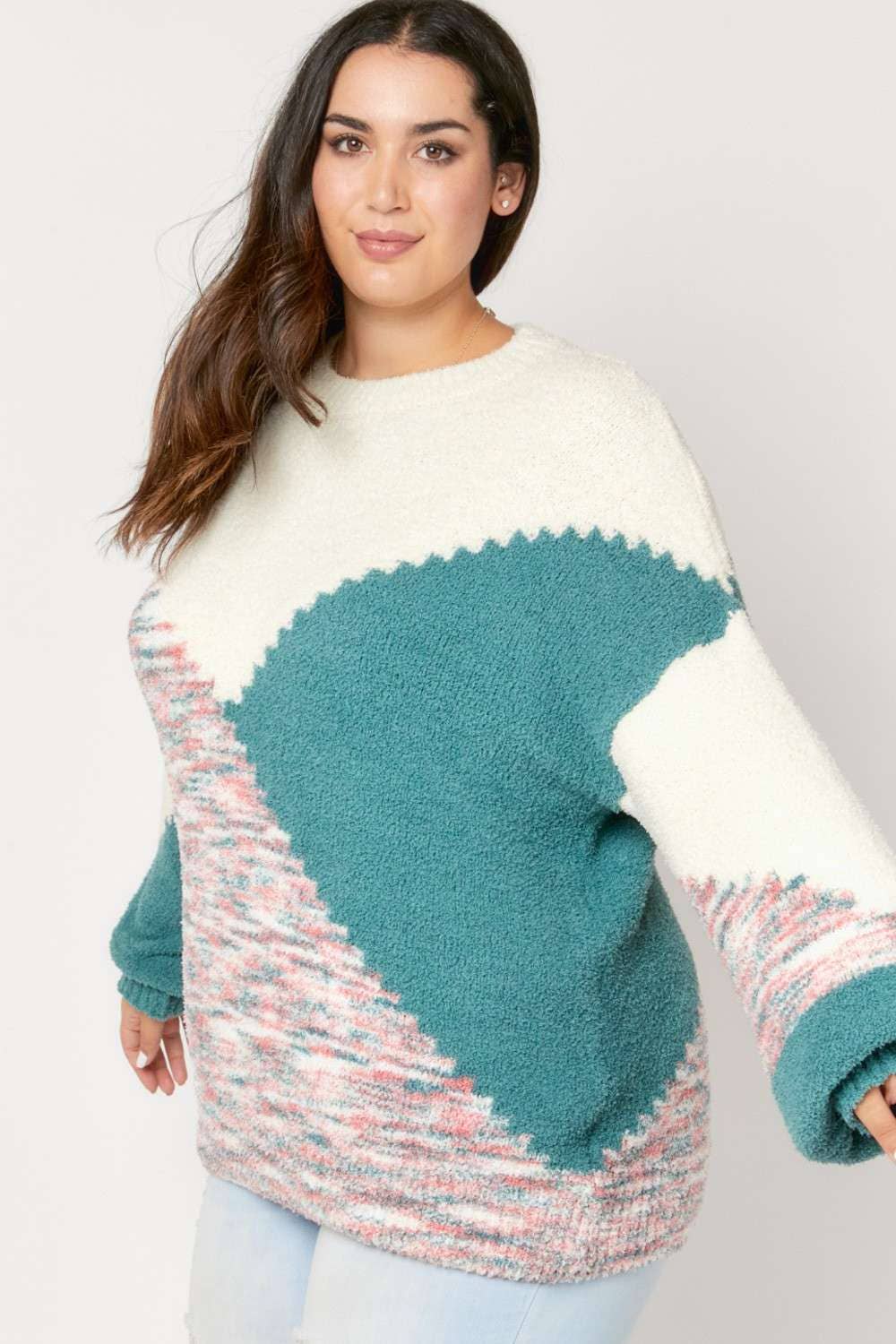 PLUS SIZE ROUND NECK SWEATER