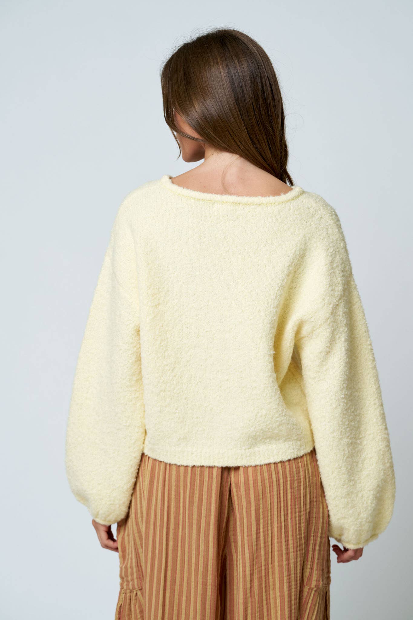LONG SLEEVE FUZZY KNIT PULLOVER SWEATER (PRE-ORDER)