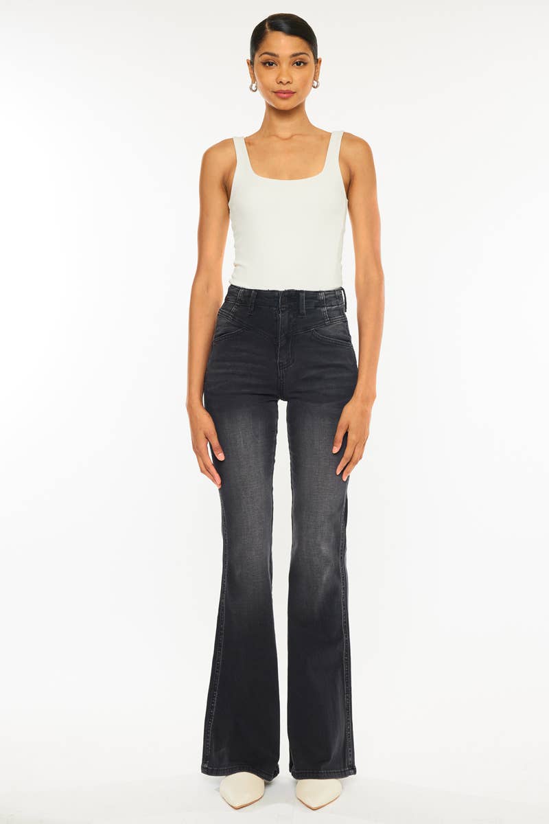 Kan Can Black High Waisted Flare Jeans