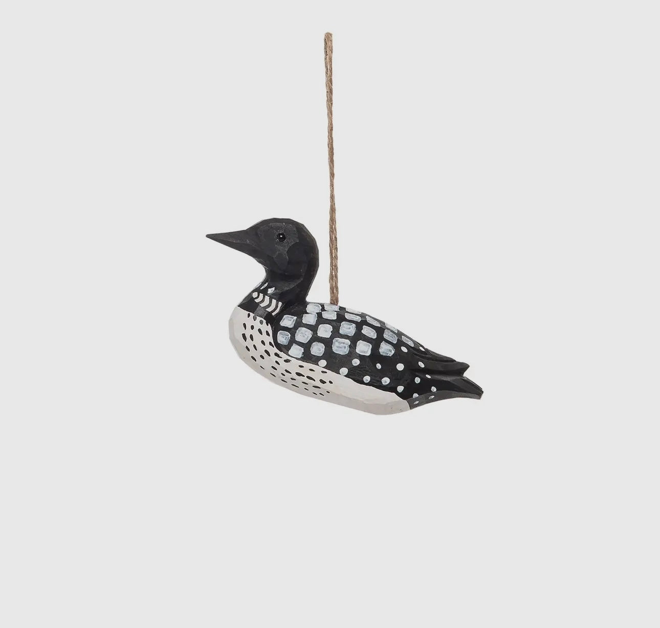 CARVED LOON WOOD ORNAMENT