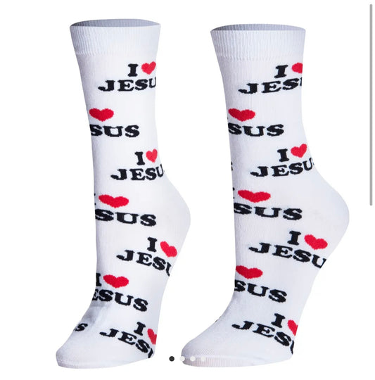 I LOVE JESUS CREW SOCKS