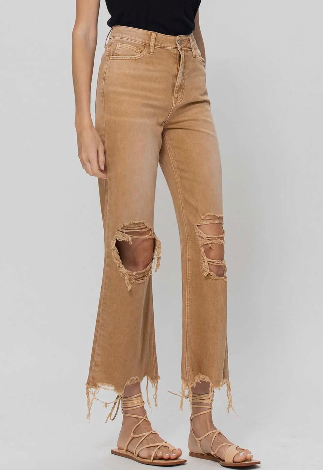 90s VINTAGE HIGH RISE CROPPED FLARE JEAN