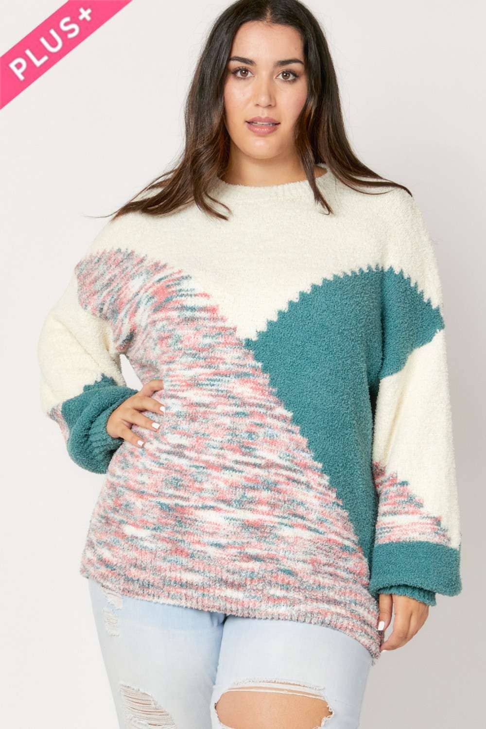 PLUS SIZE ROUND NECK SWEATER