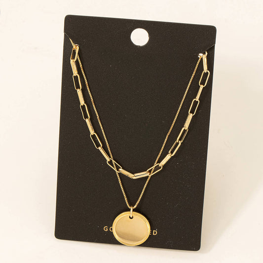 Gold Dipped Coin Pendant Necklace