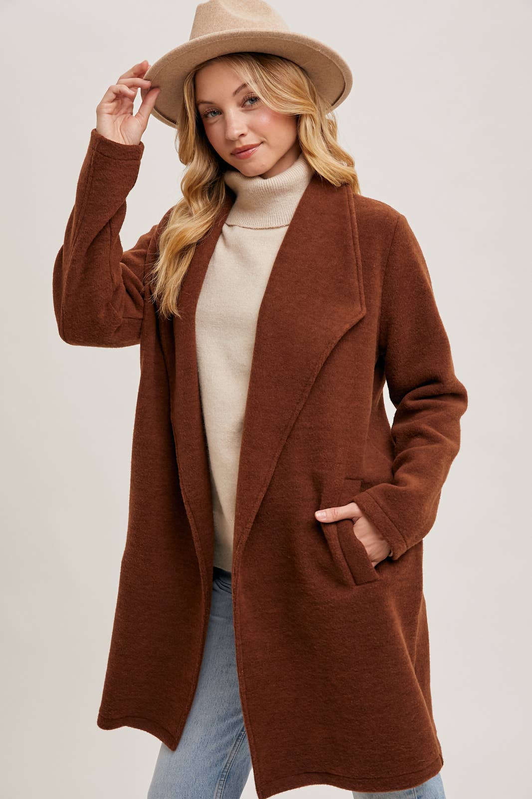 OPEN FRONT KNIT COAT JACKET
