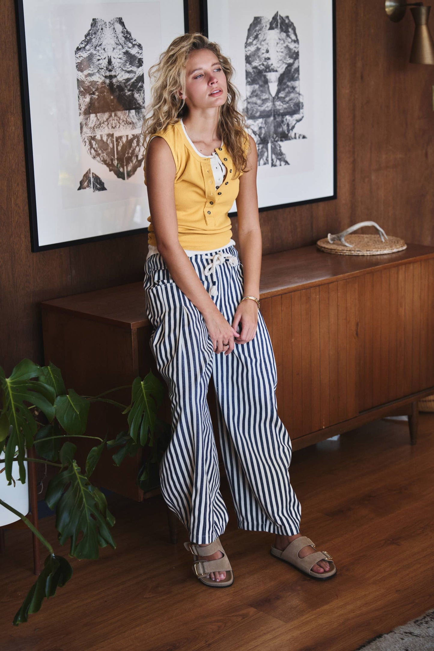 Rope Drawstring Balloon Pants Pleated Front