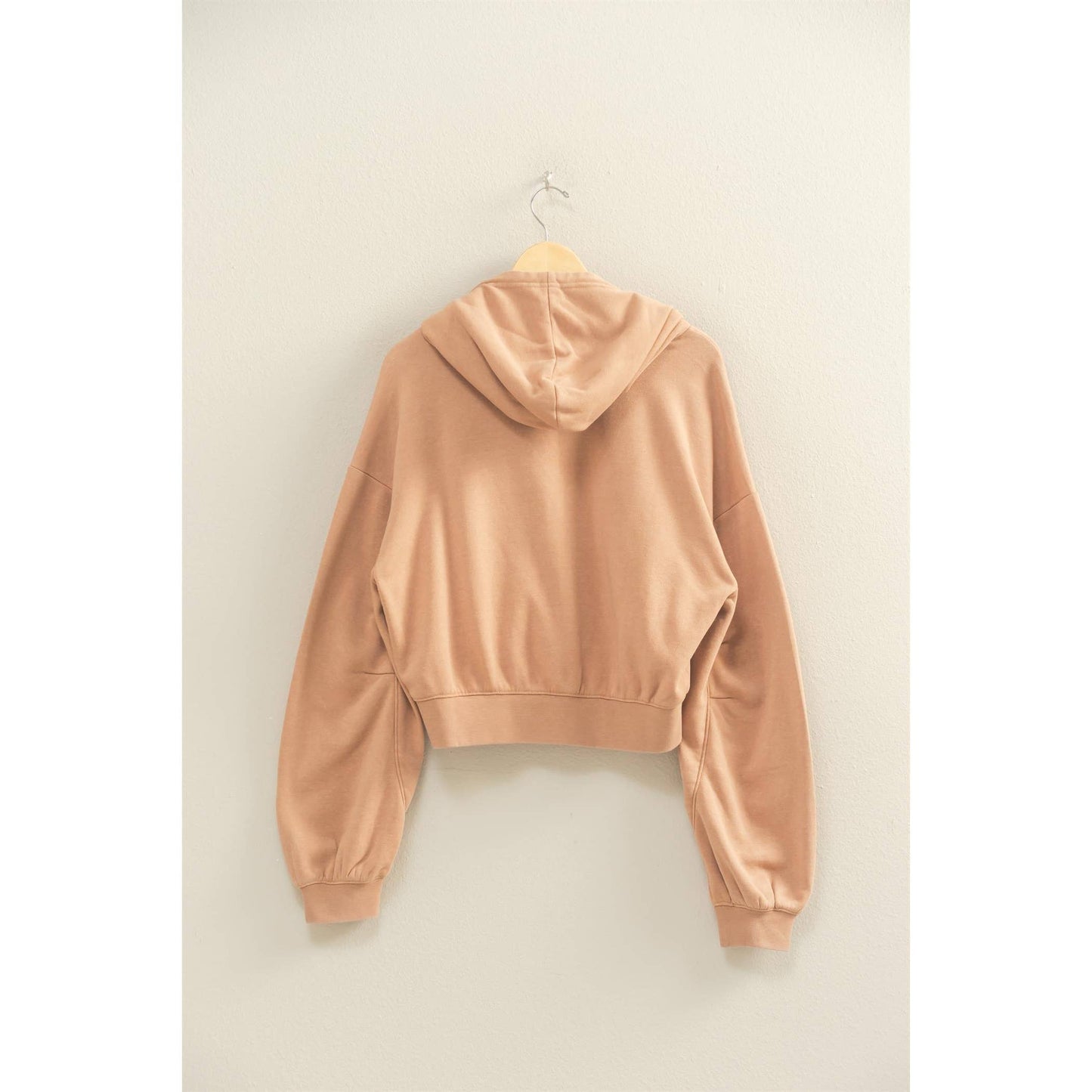 V-Neck Drawstring Crop Hoodie