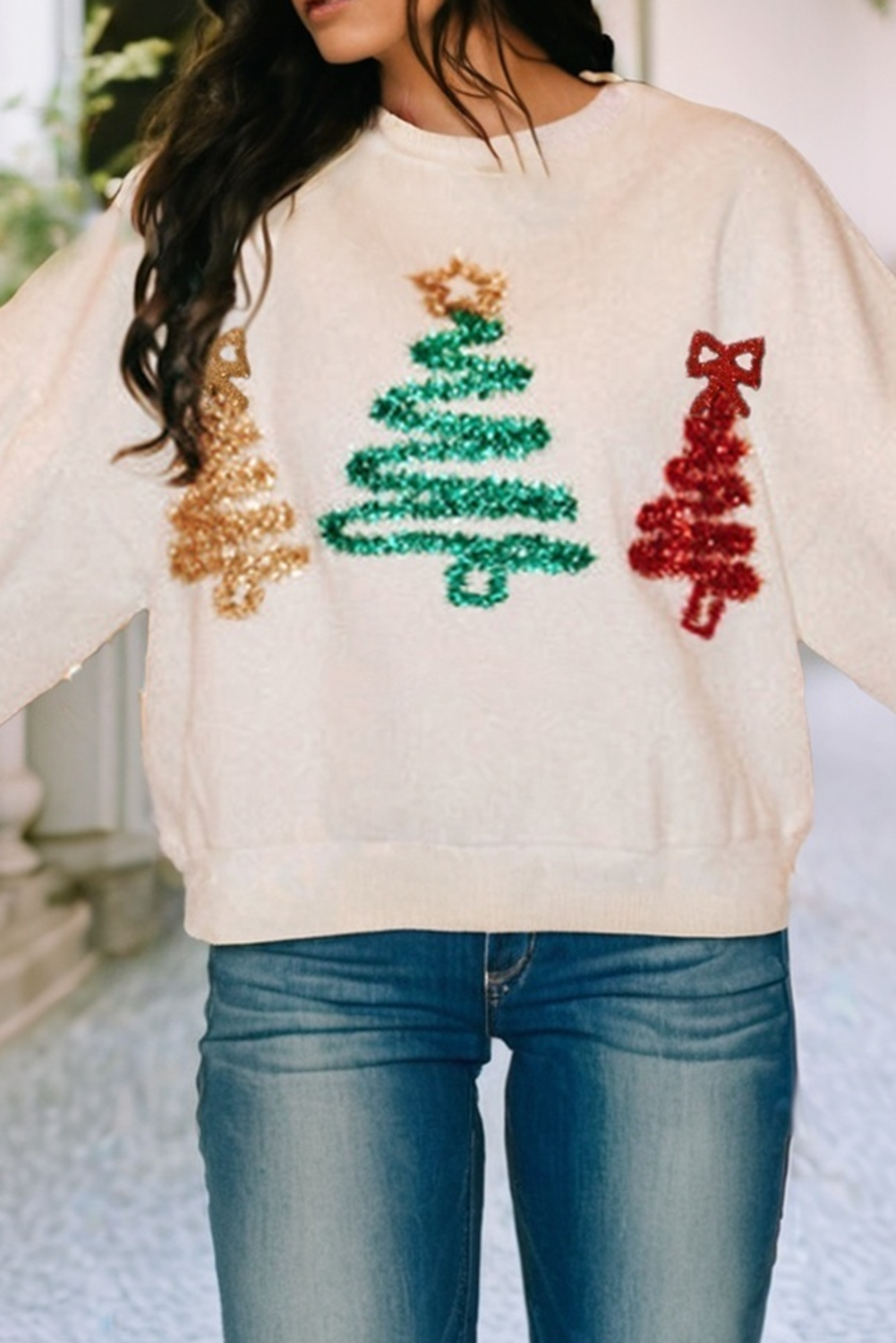 Tinsel Christmas Tree Sweatshirt