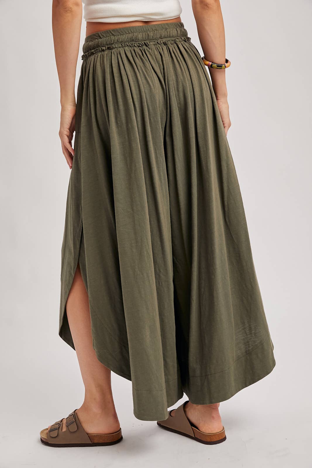 BOHEMIAN SIDE SLIT WIDE LEG PANTS