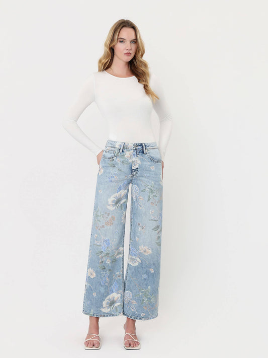 SUPER HIGH RISE FLORAL EXTREME VINTAGE FLARE JEANS T7443FRL