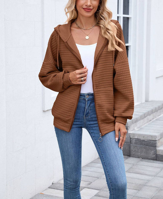 Quilted Zip-Up Hoodie