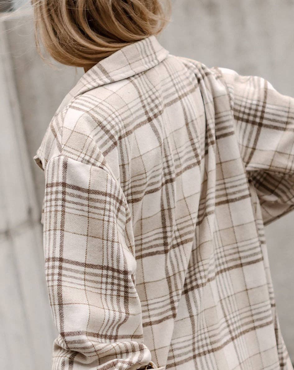 Plaid Removable Hood Buttoned Shacket