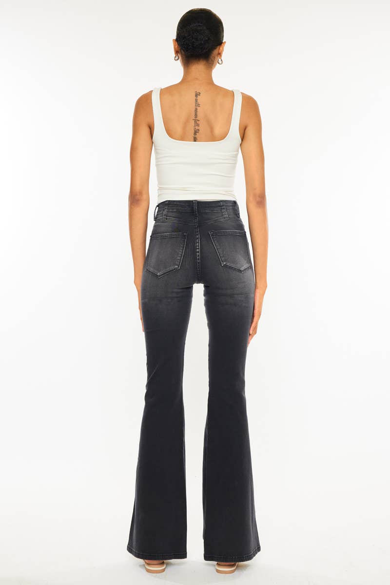 Kan Can Black High Waisted Flare Jeans