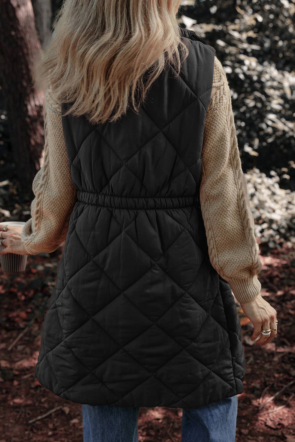 Longline Quilted Puffer Vest