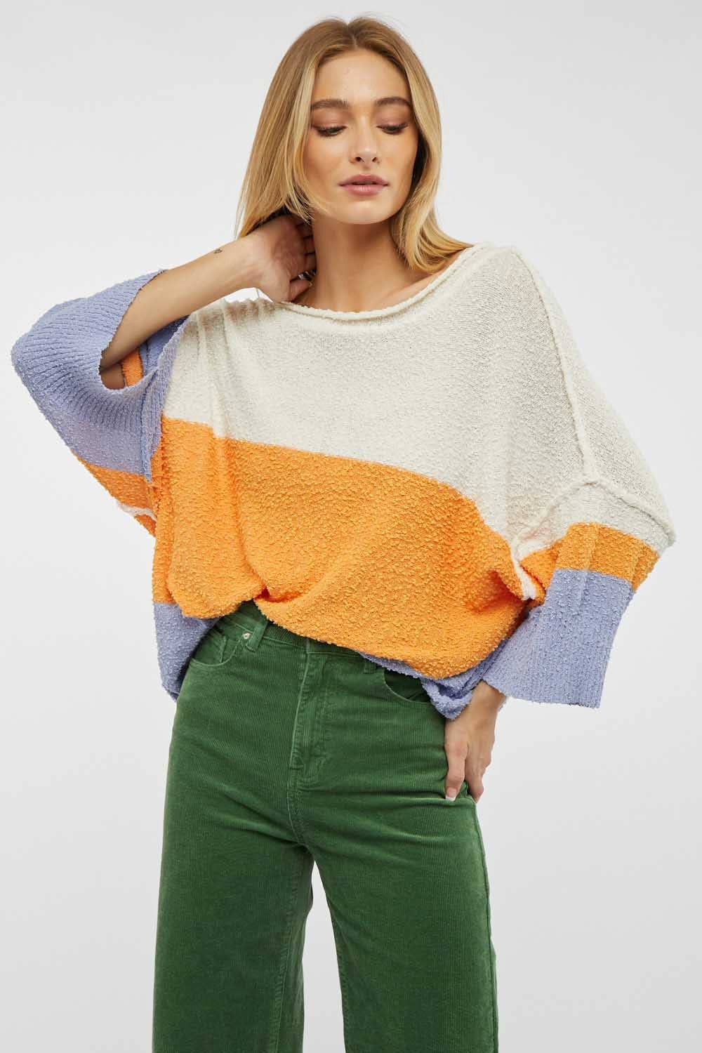 COLOR BLOCK KNIT SWEATER