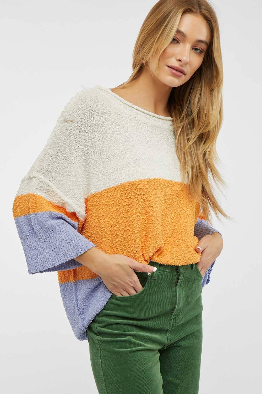 COLOR BLOCK KNIT SWEATER