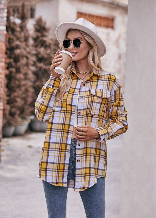 Women's Casual Oversized Loose Plaid Shirt