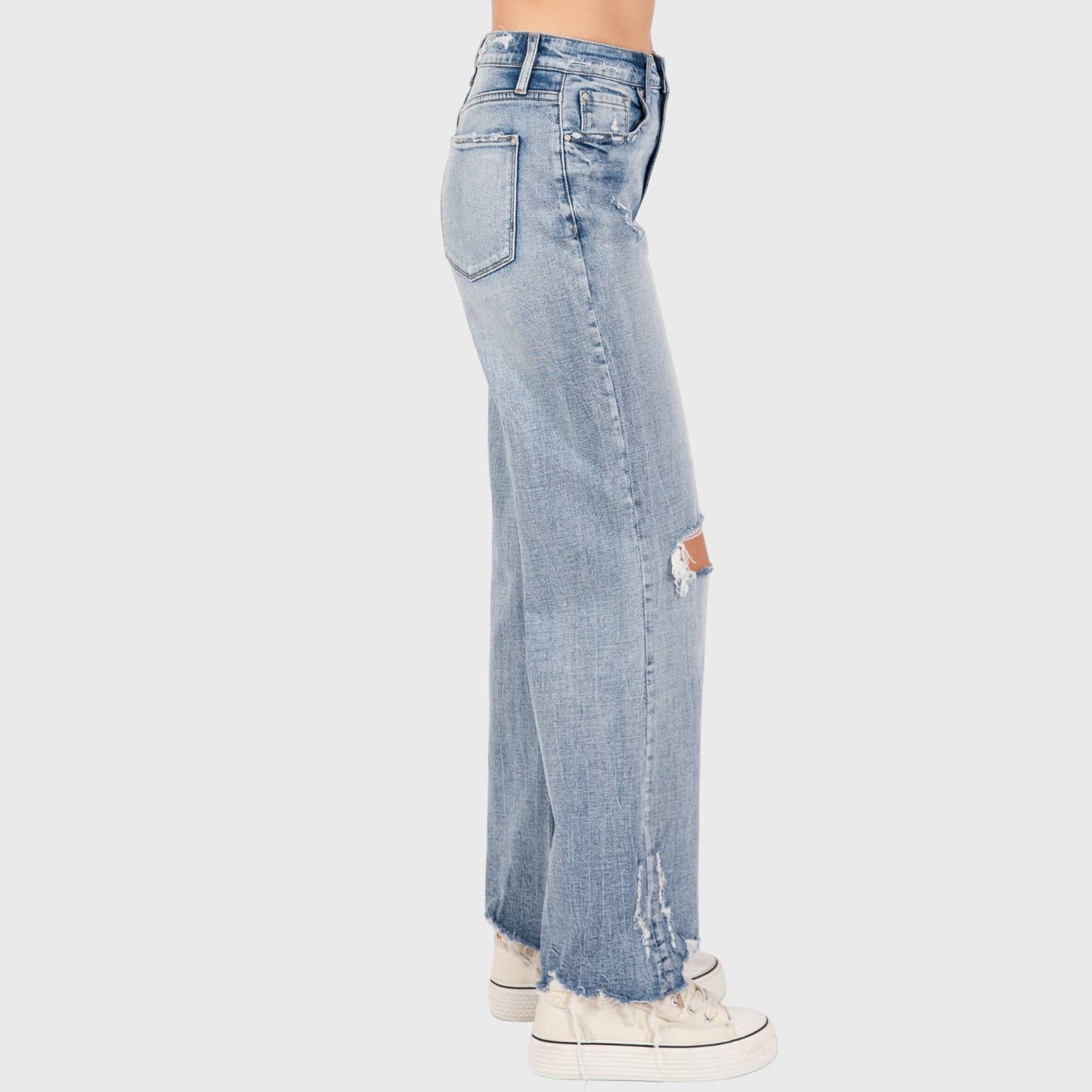 PETRA DISTRESSED HIGH RISE COMFORT VINTAGE FLARE JEANS