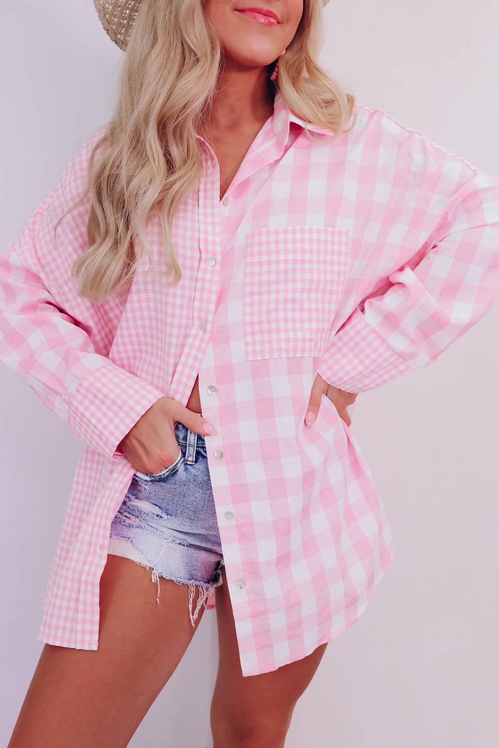 Colorblock Checkered Shirt