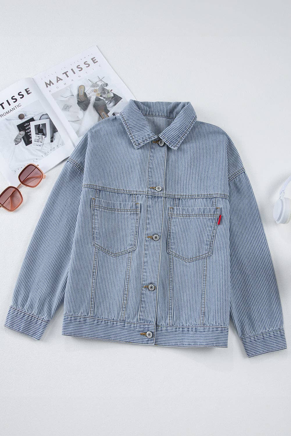 Denim Acid Washed Pocketed Jacket