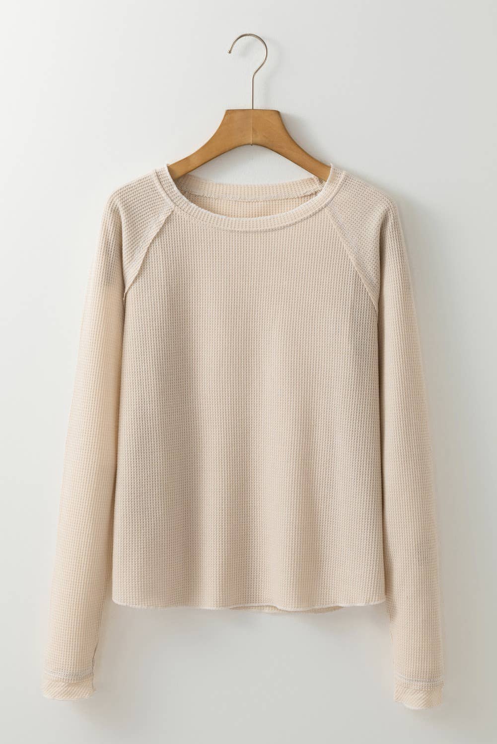 Green Textured Round Neck Long Sleeve Top