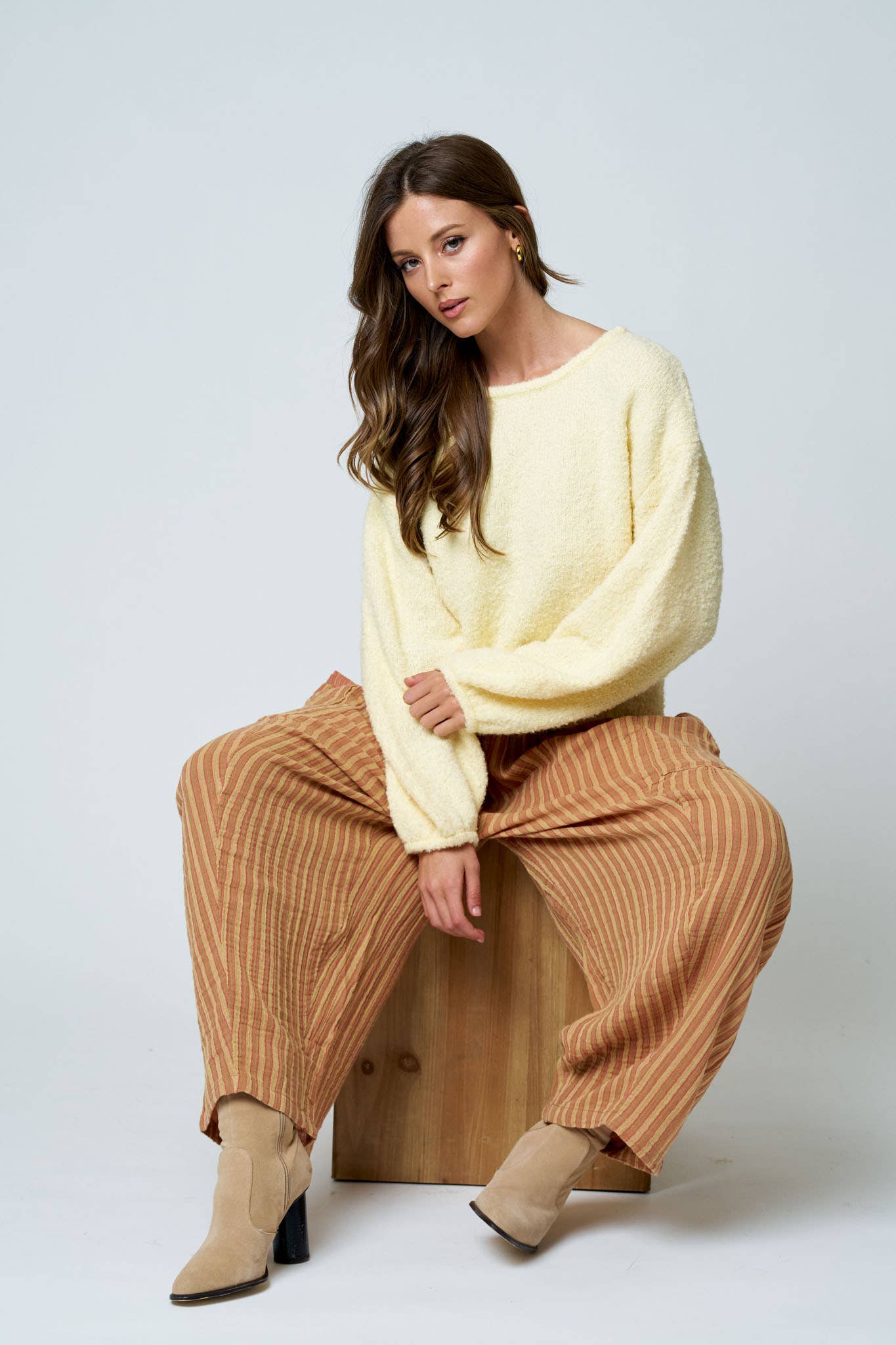 LONG SLEEVE FUZZY KNIT PULLOVER SWEATER (PRE-ORDER)