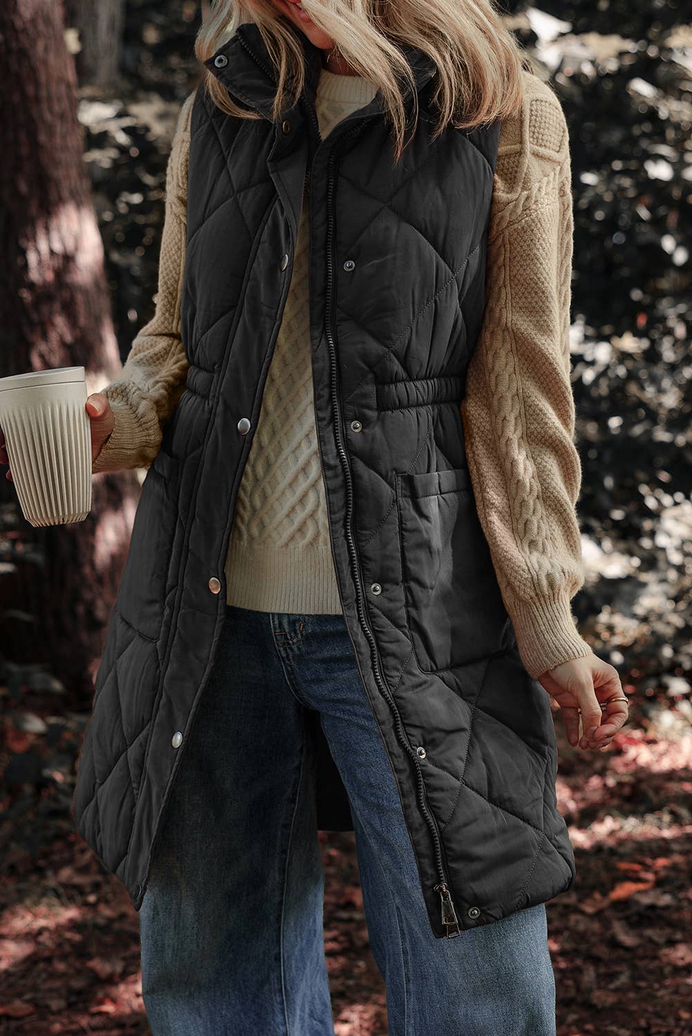 Longline Quilted Puffer Vest