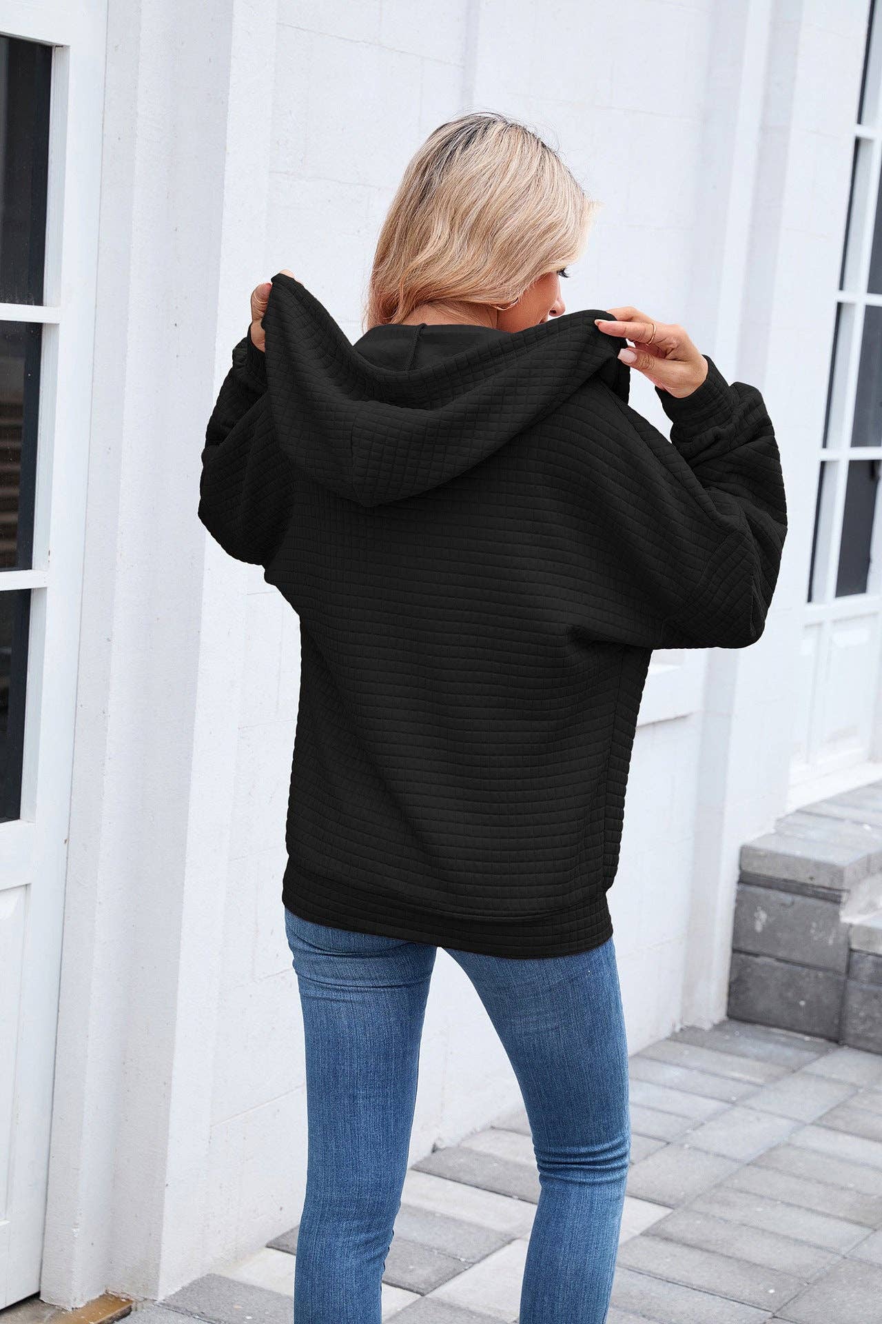 Quilted Zip-Up Hoodie