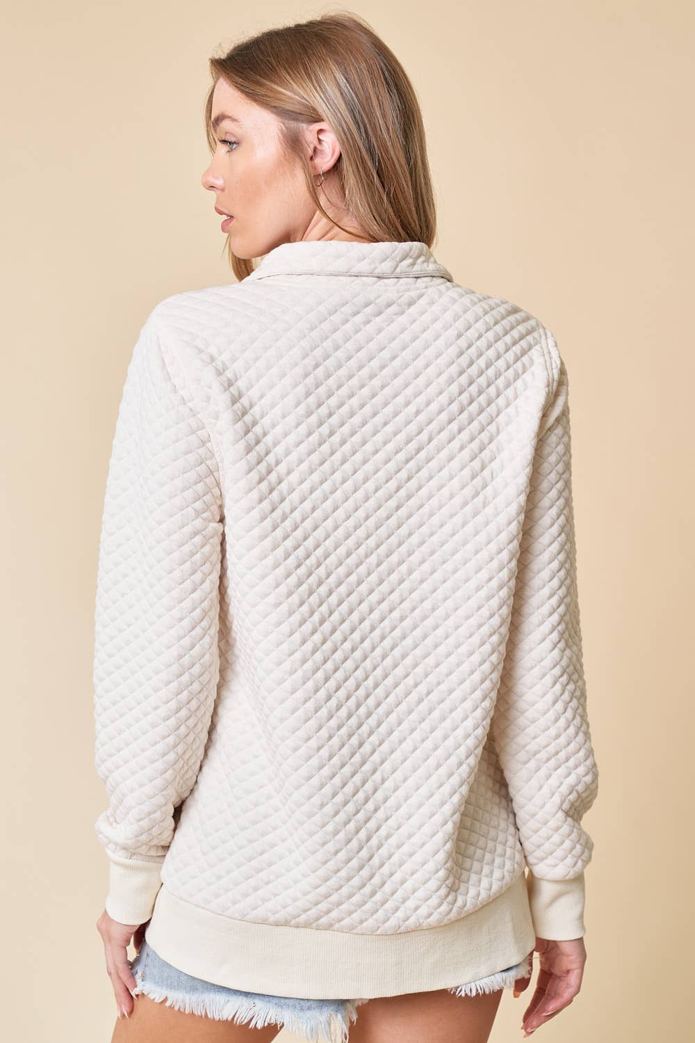 DIAMOND COTTON PULL OVER WITH SNAPS