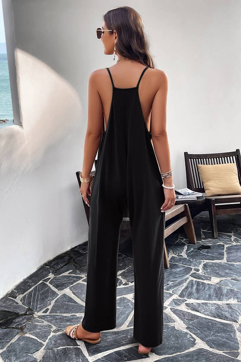 CASUAL SOLID COLOR SLIM FIT JUMPSUIT