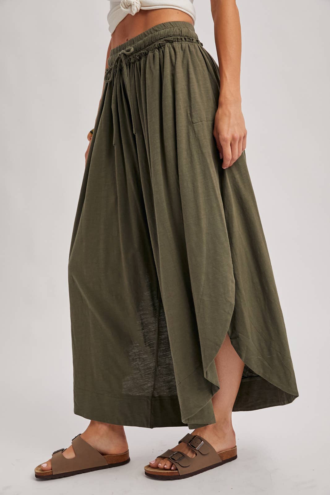 BOHEMIAN SIDE SLIT WIDE LEG PANTS