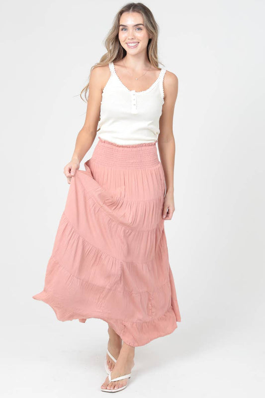 TIERED A LINE MAXI SKIRT