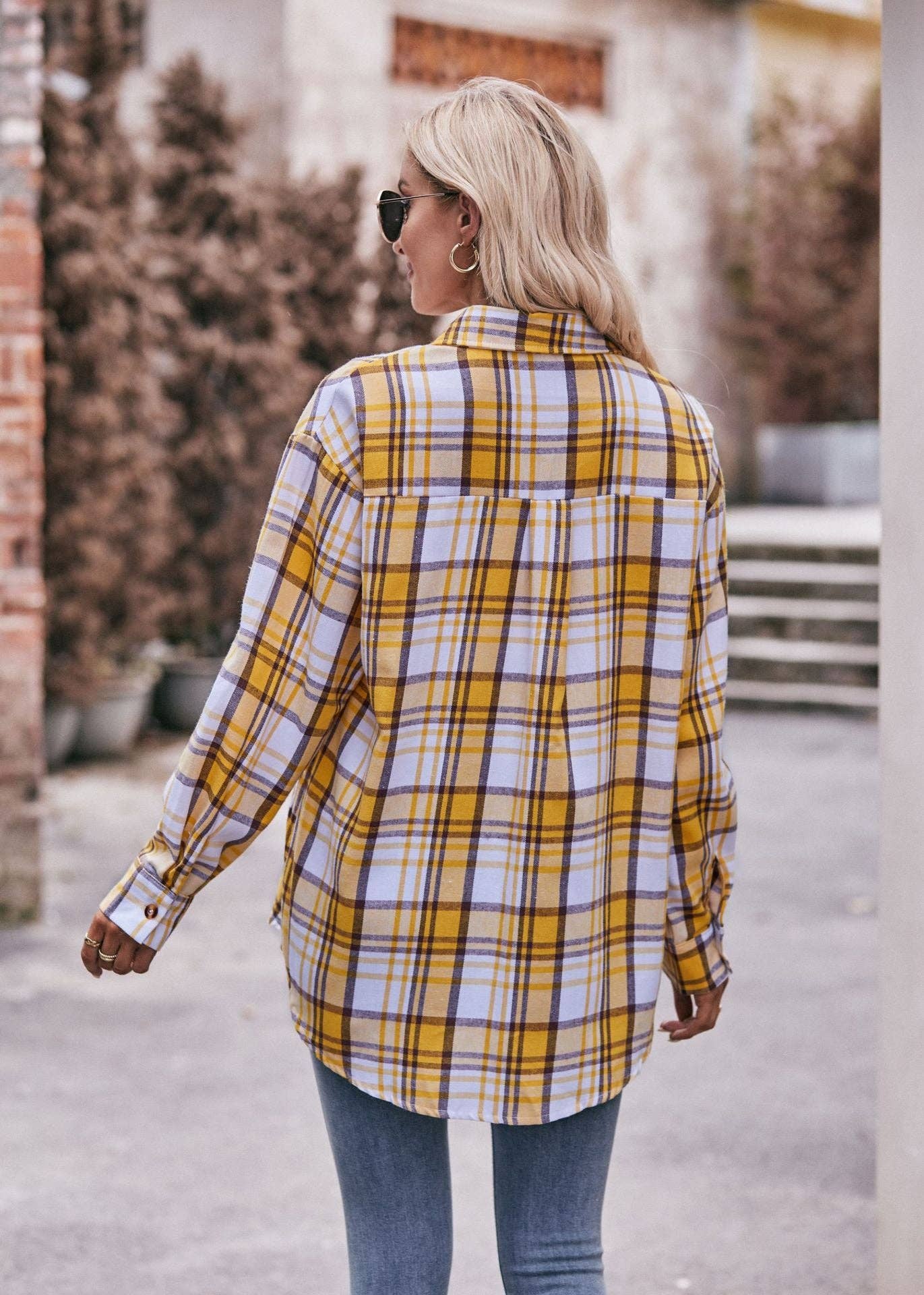 Women's Casual Oversized Loose Plaid Shirt
