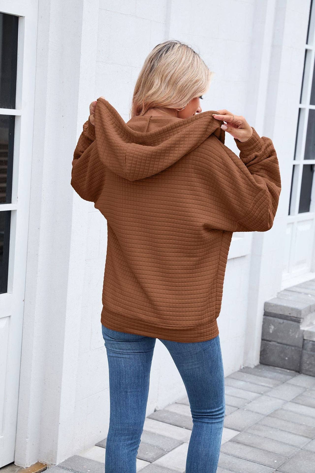 Quilted Zip-Up Hoodie