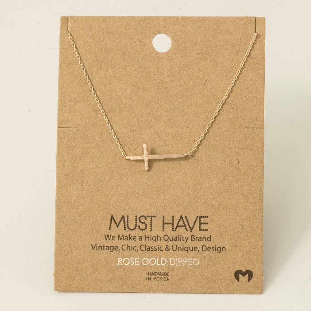 Side Cross Pendant Necklace