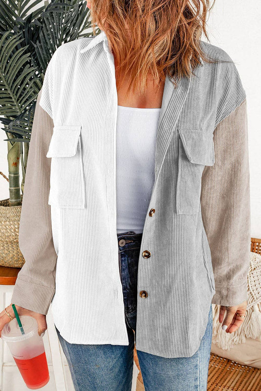 Corduroy Button Down Shirts Long Sleeve with Pocket