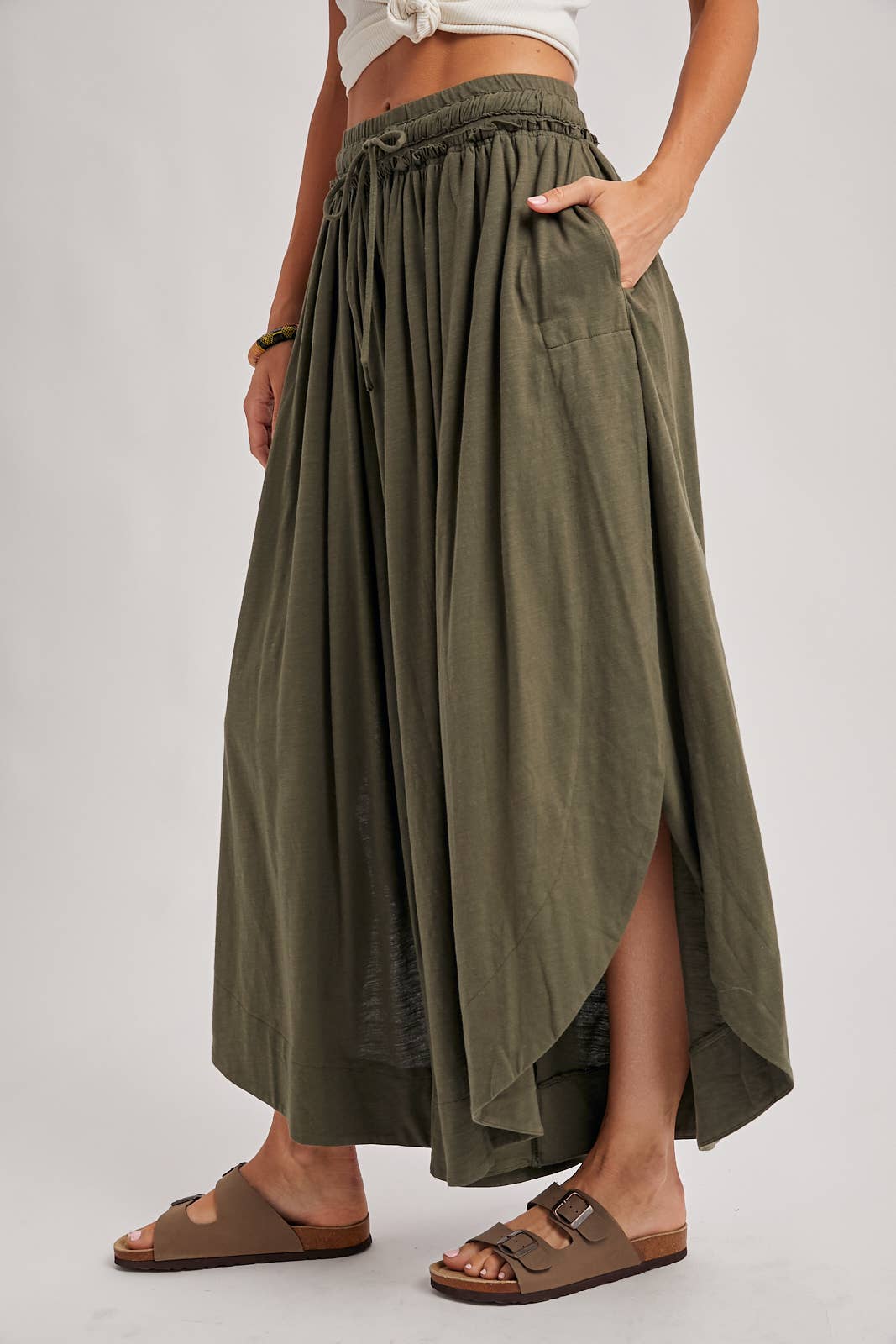 BOHEMIAN SIDE SLIT WIDE LEG PANTS