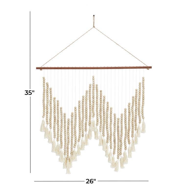 Boho Beaded Macrame Wall Hanging - 35"