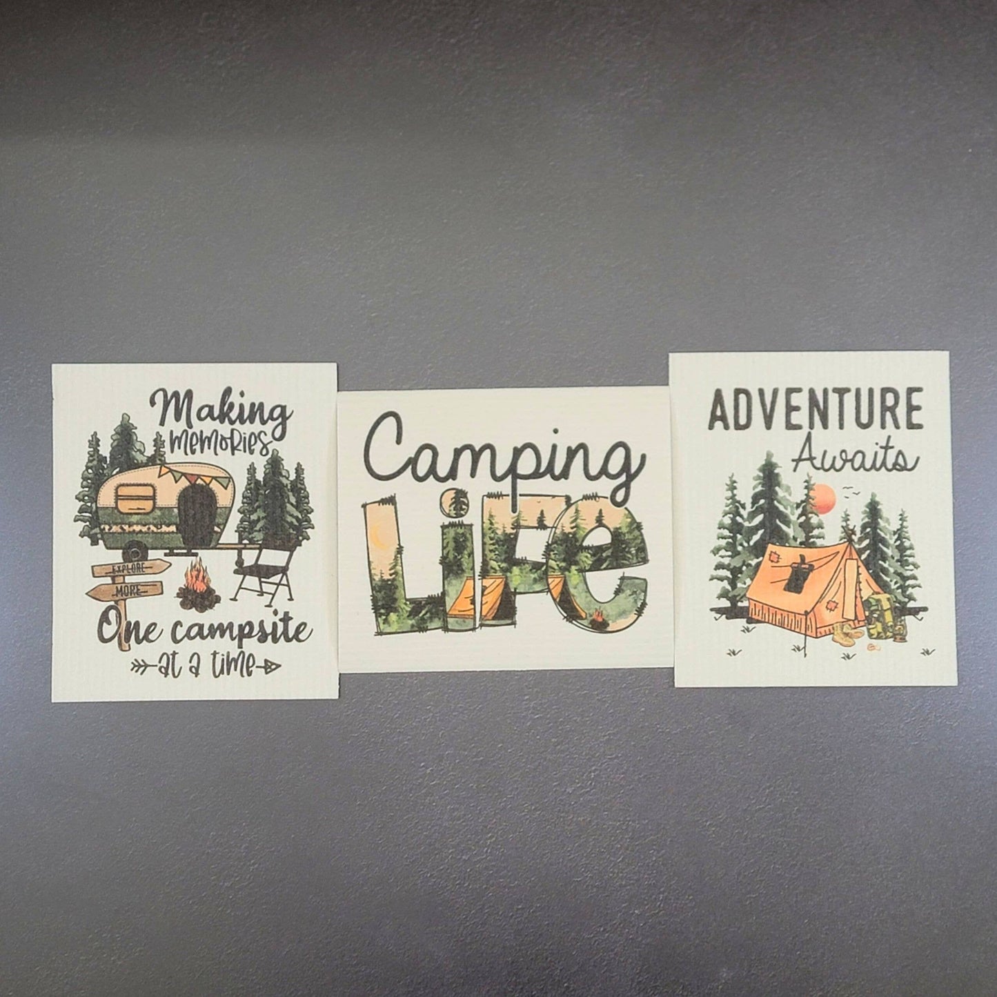 Making Memories Camping Design Swedish Dishcloth