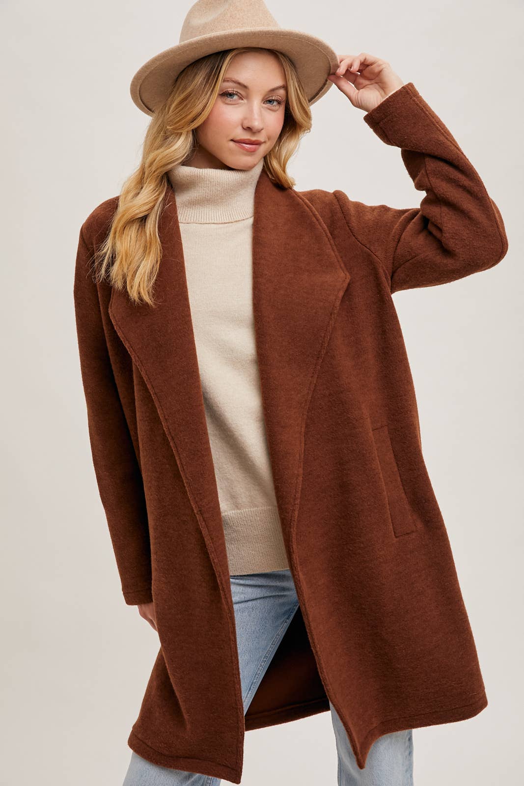 OPEN FRONT KNIT COAT JACKET